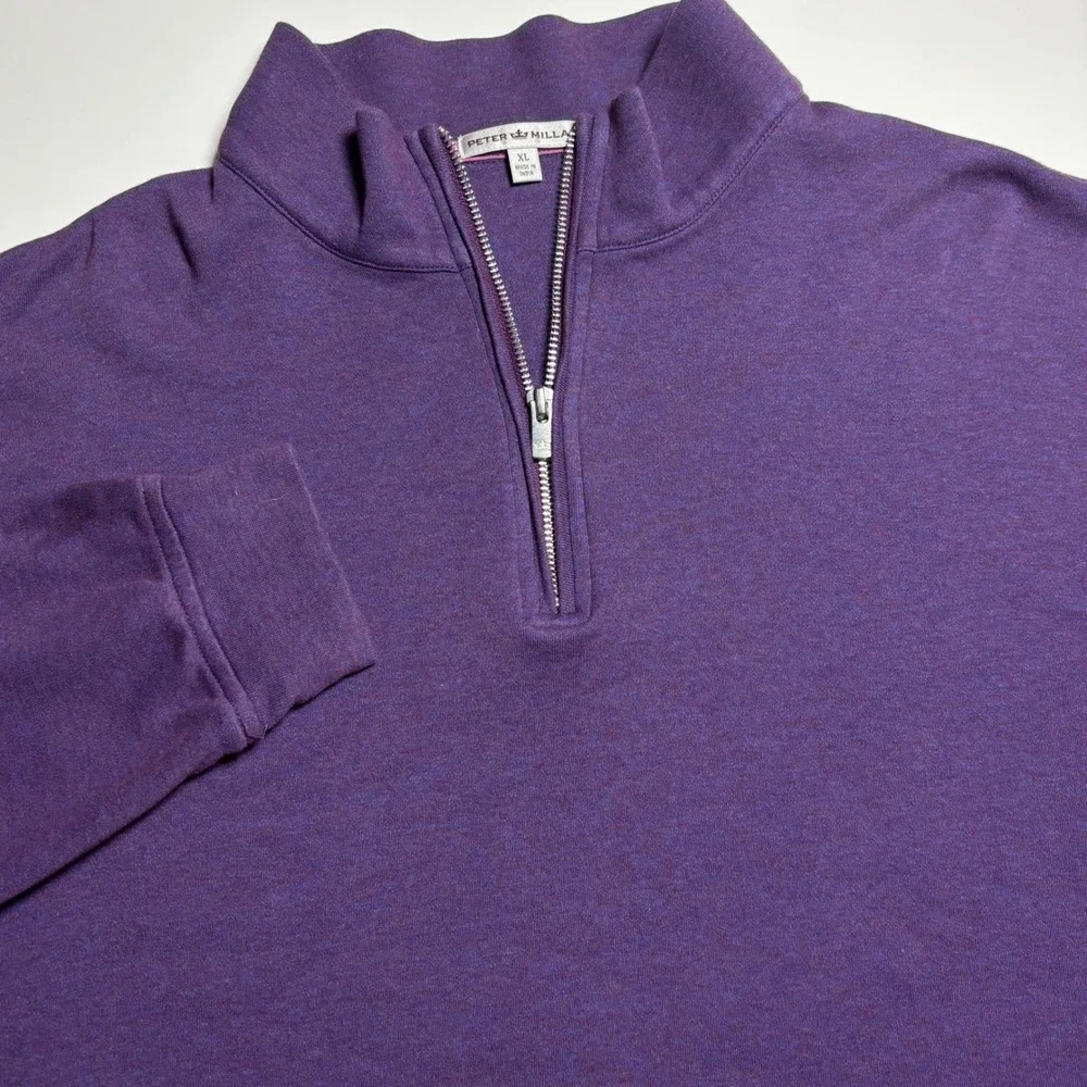 Peter Millar Golf Quarter Zip Purple Mens XL Pullover Sweater Mock Neck Golf Top